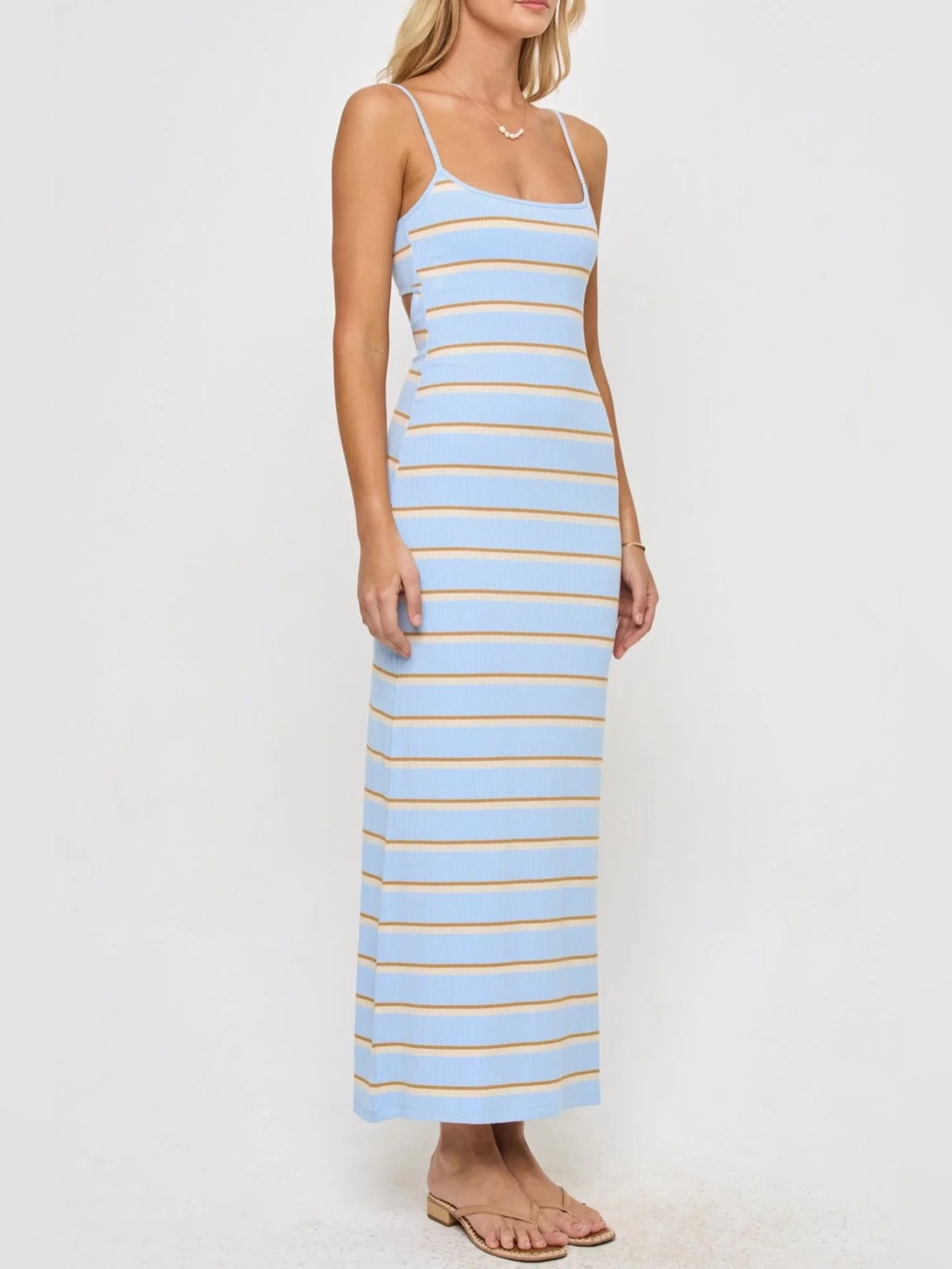 L*Space Ribbed Striped Open Back Maxi Dress